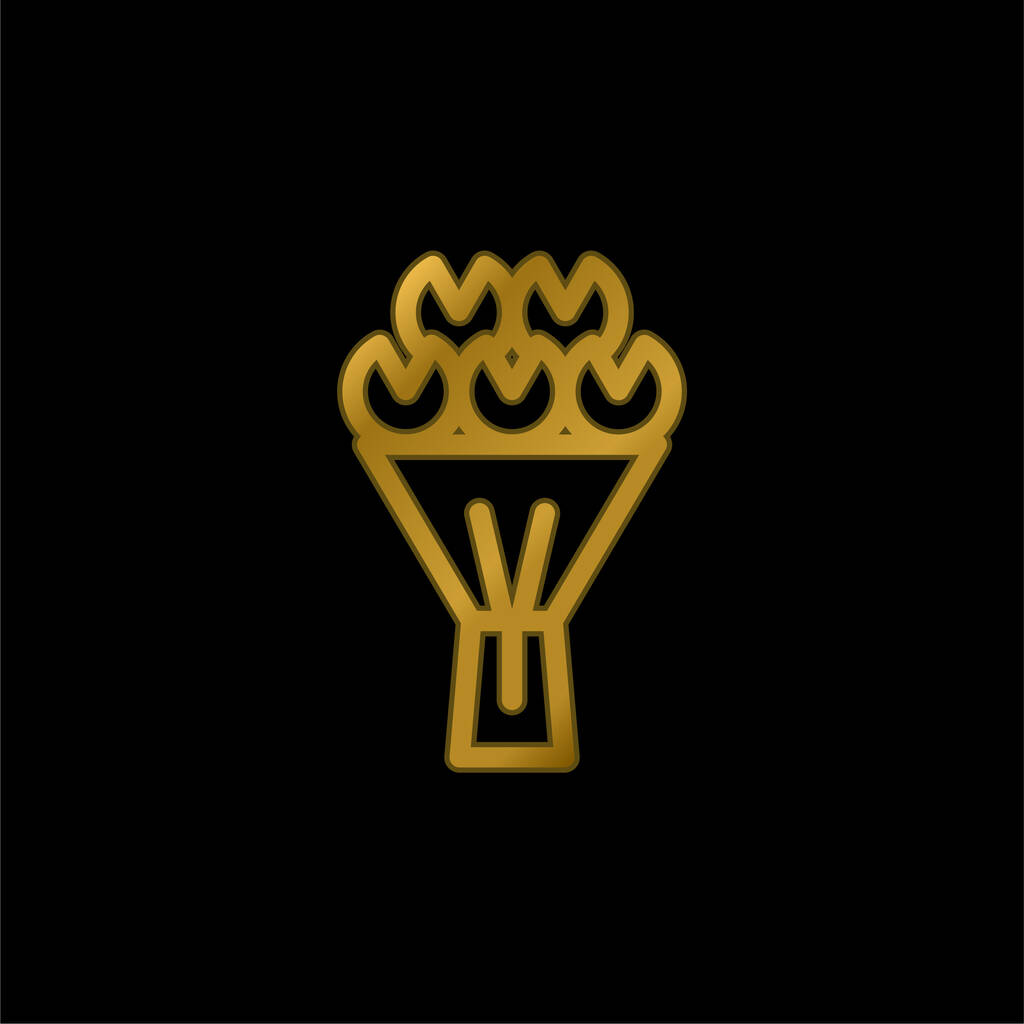 Kukkakimppu kullattu metallinen kuvake tai logo vektori - Vektori, kuva