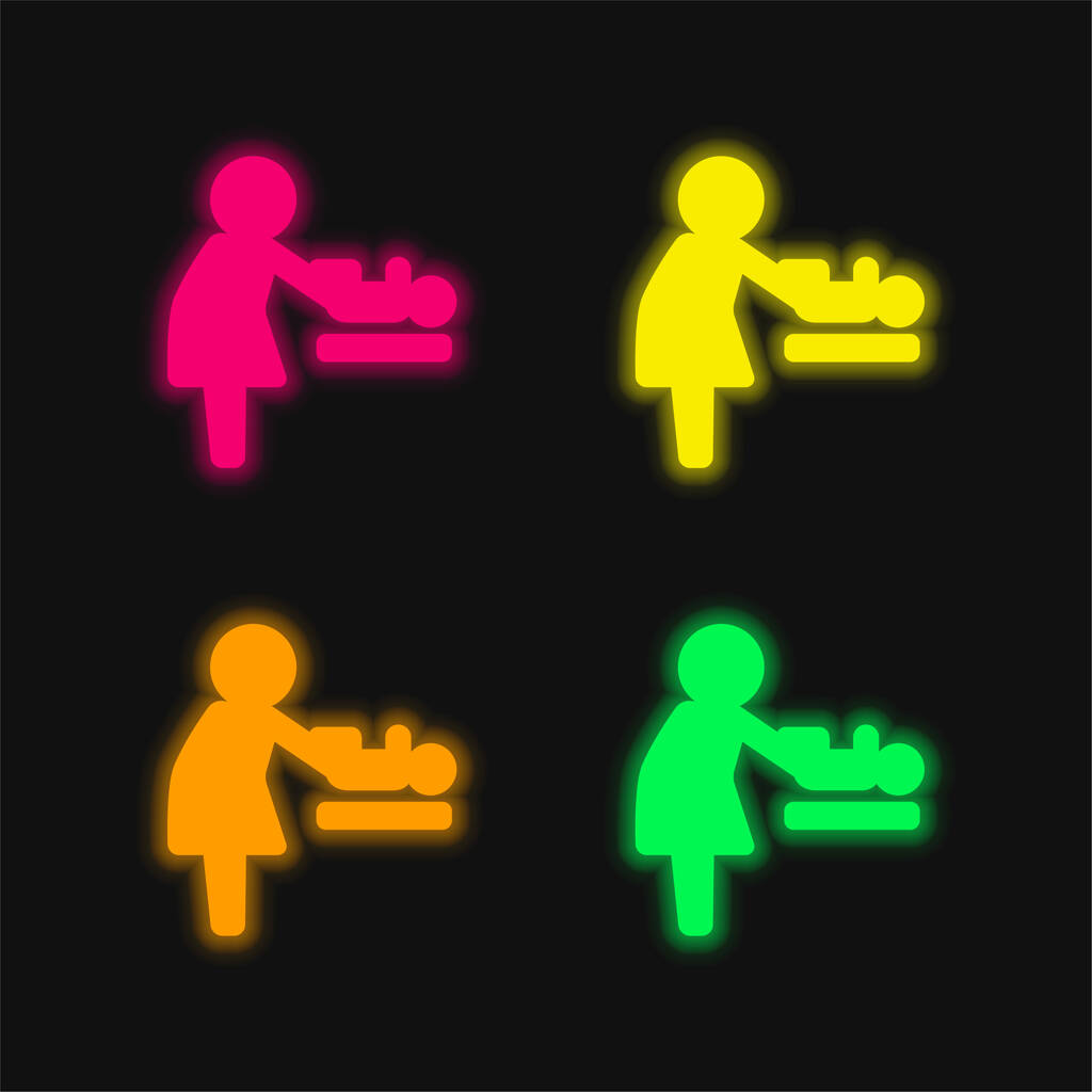 Baby Changer icône vectorielle néon éclatante à quatre couleurs - Vecteur, image