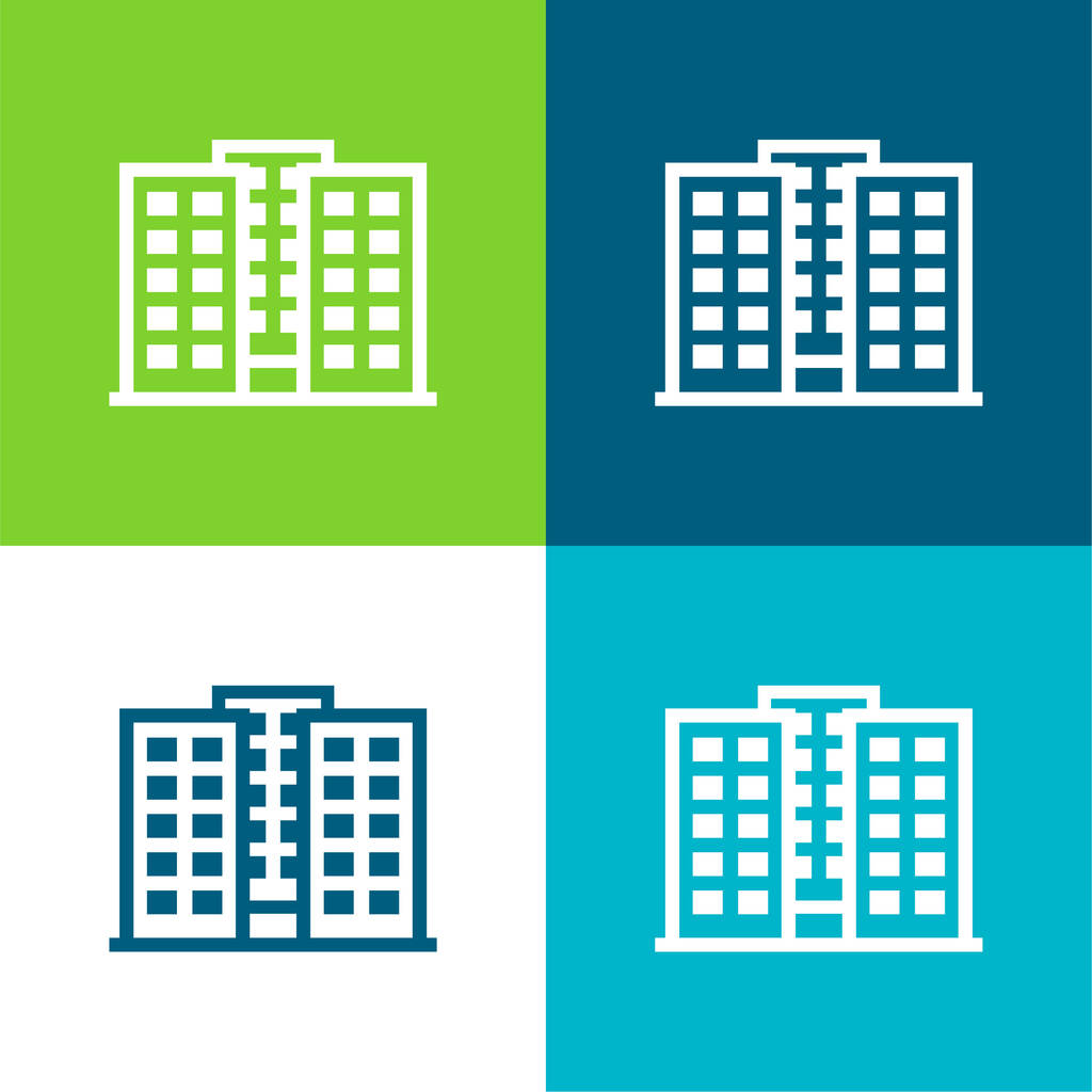 Apartamentos Piso de cuatro colores mínimo icono conjunto - Vector, Imagen