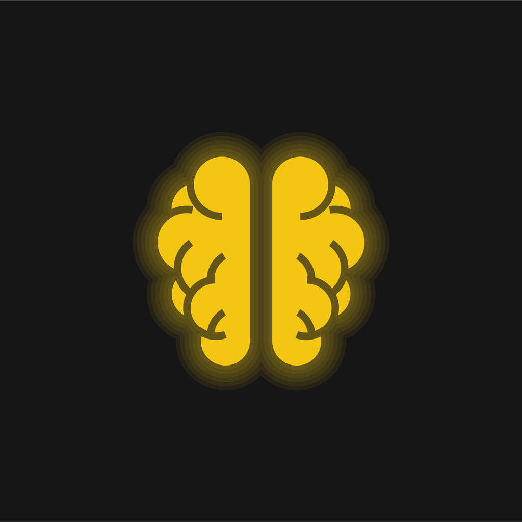 Ikona žlutého zářícího neonu mozkového kmene - Vektor, obrázek