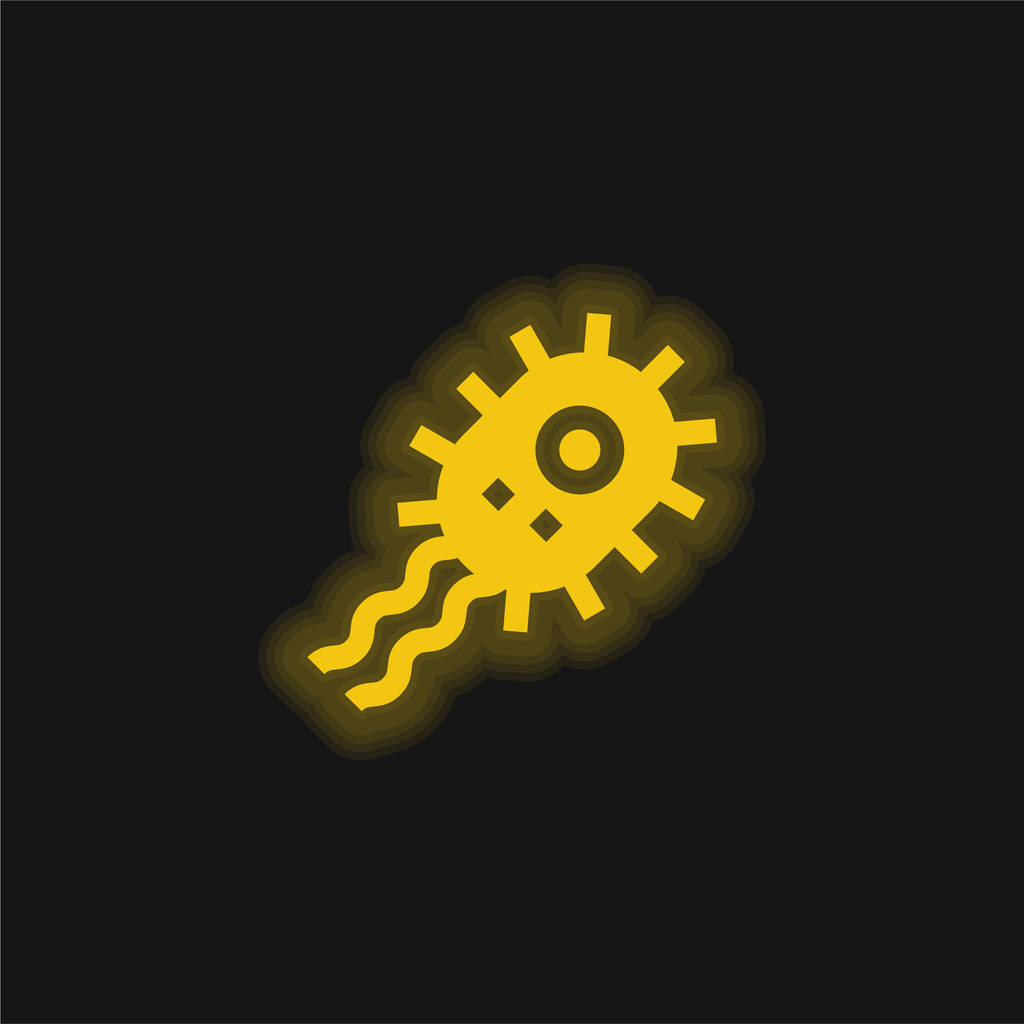 Bacteria yellow glowing neon icon - Vector, Image