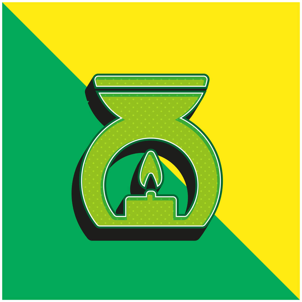 Ароматерапия Спа Лечение Зеленый и желтый современный 3D логотип векторной иконы - Вектор,изображение