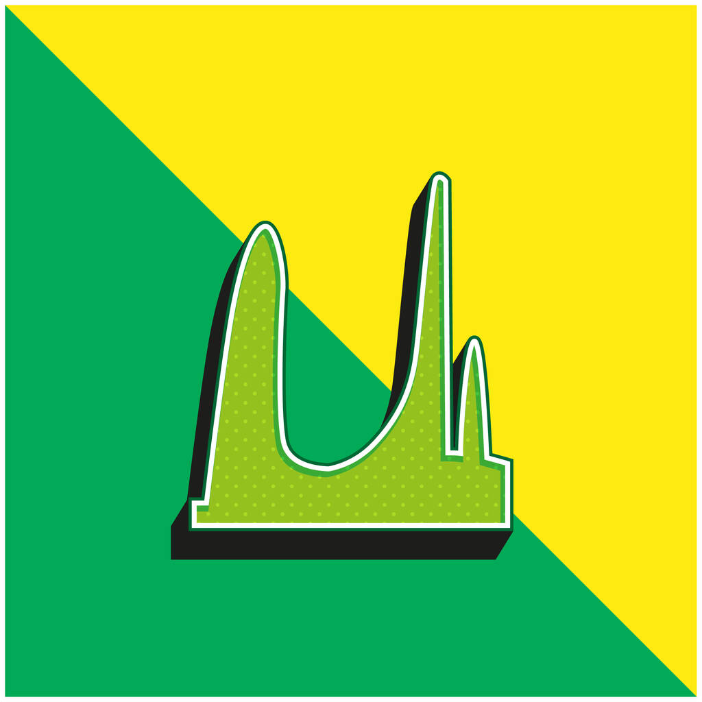 Afrikaans Language Monument, Sudáfrica Verde y amarillo moderno 3d vector icono logo - Vector, imagen