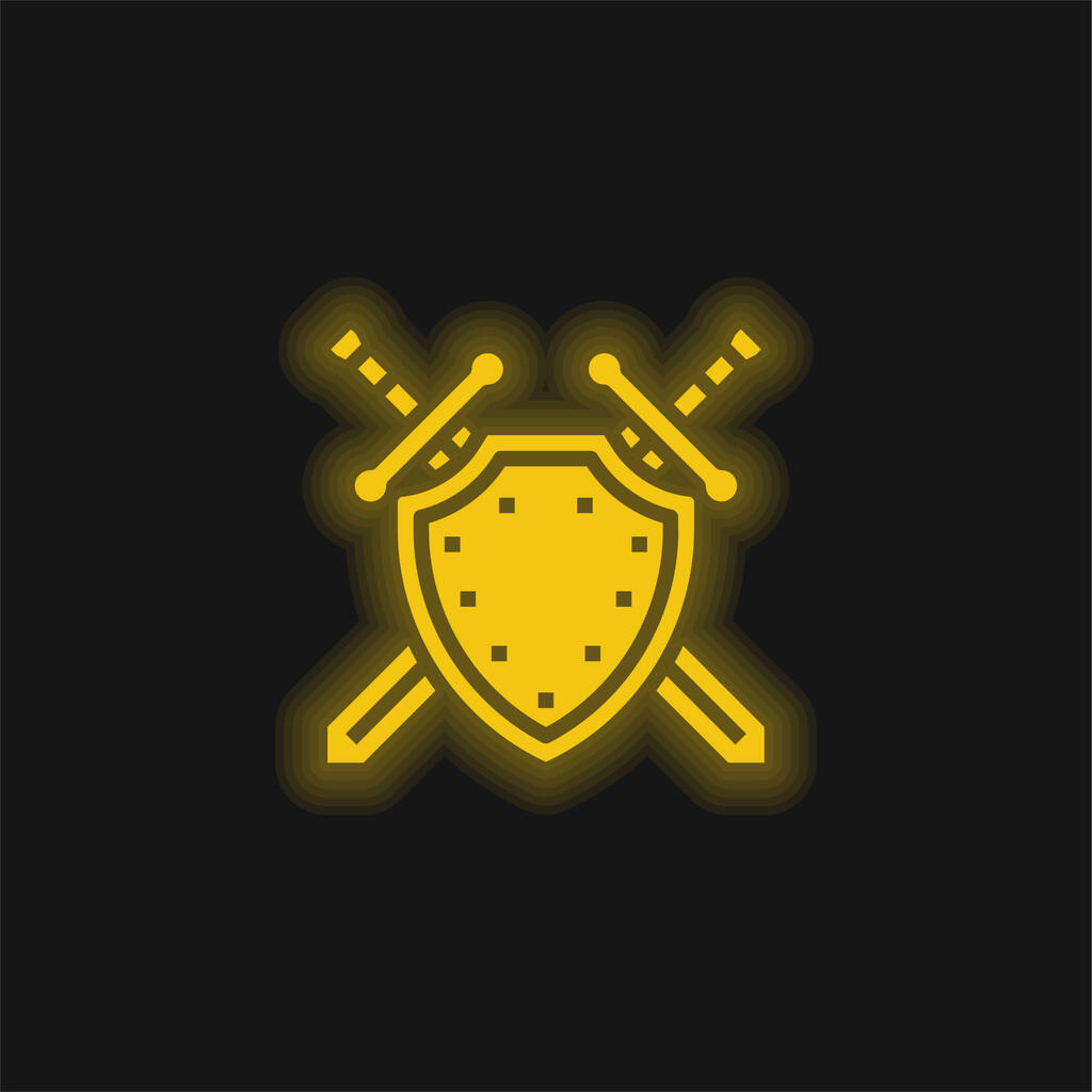 アンチウイルス黄色の輝くネオンアイコン - ベクター画像