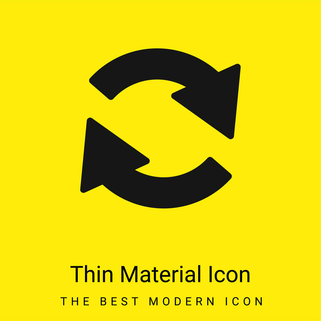 Frecce cerchio di due che ruotano in senso orario minimale brillante icona materiale giallo - Vettoriali, immagini