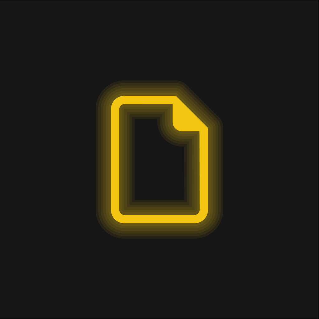 Archivo en blanco amarillo brillante icono de neón - Vector, imagen