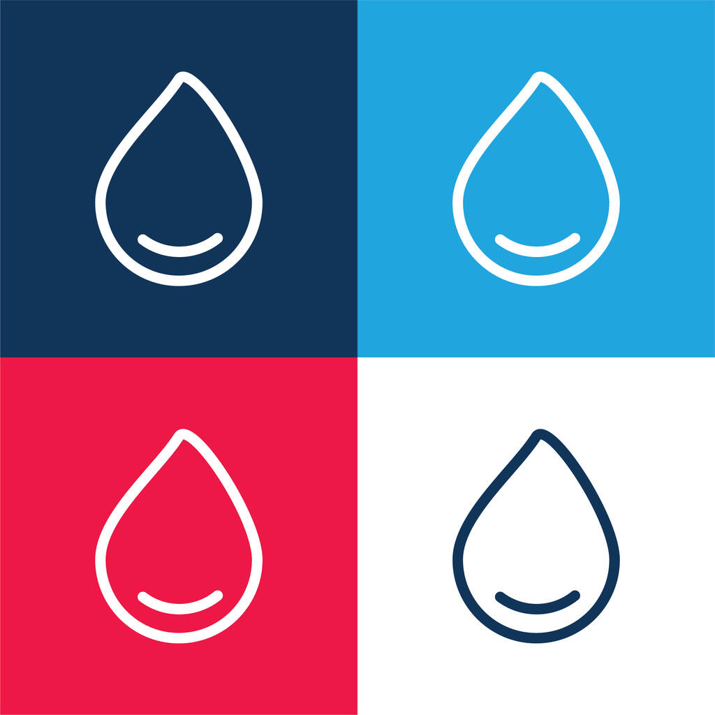 Big Drop Of Water niebieski i czerwony zestaw czterech kolorów minimalny zestaw ikon - Wektor, obraz