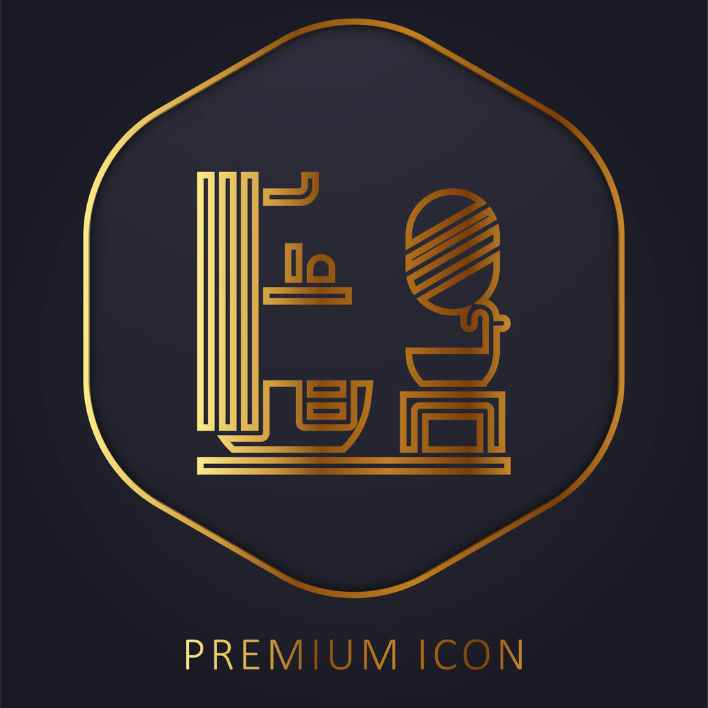 Badkamer gouden lijn premium logo of pictogram - Vector, afbeelding