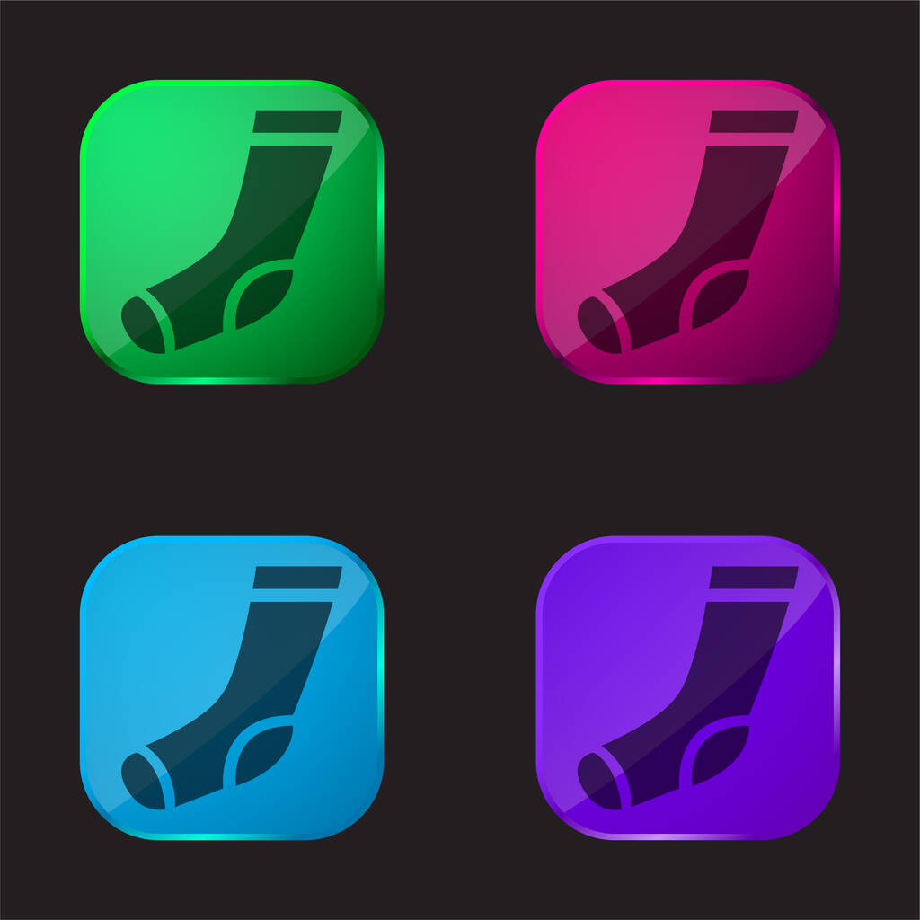 Athletische Socke vier Farben Glasknopf-Symbol - Vektor, Bild