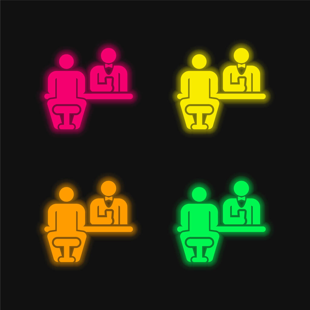 Bár négy színű izzó neon vektor ikon - Vektor, kép