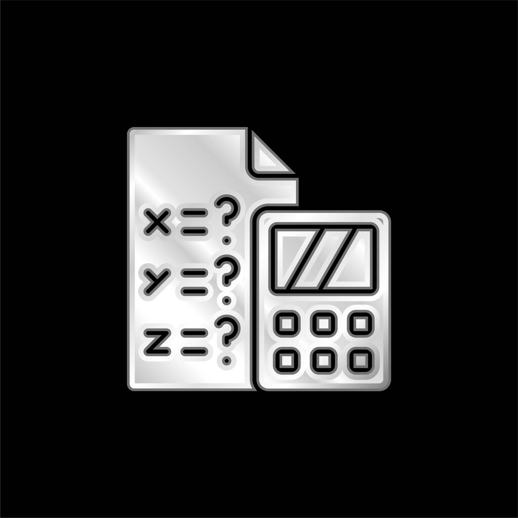Álgebra plateado icono metálico - Vector, Imagen