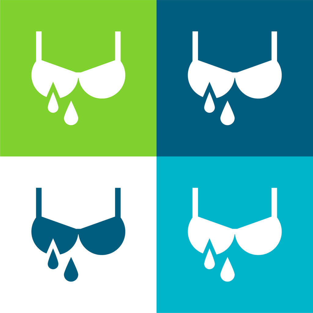 Breastfeeding Flat four color minimal icon set - Vector, Image
