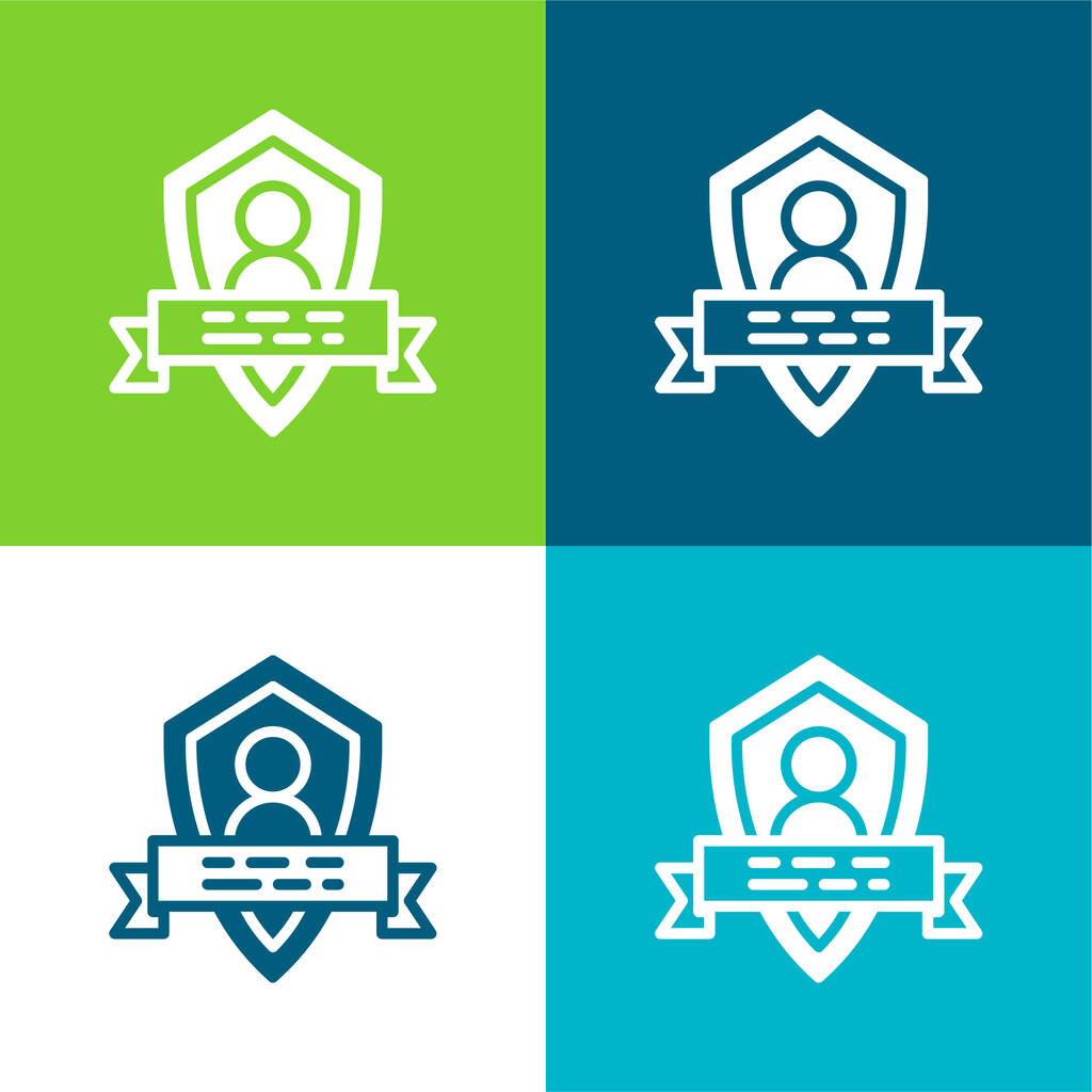 Badges Ensemble d'icônes minimal plat quatre couleurs - Vecteur, image