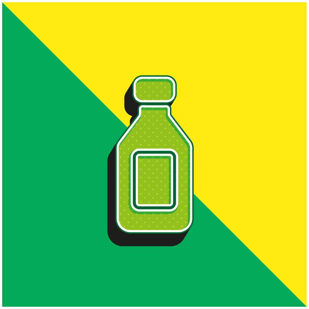 Bouteille Logo vectoriel 3d moderne vert et jaune - Vecteur, image