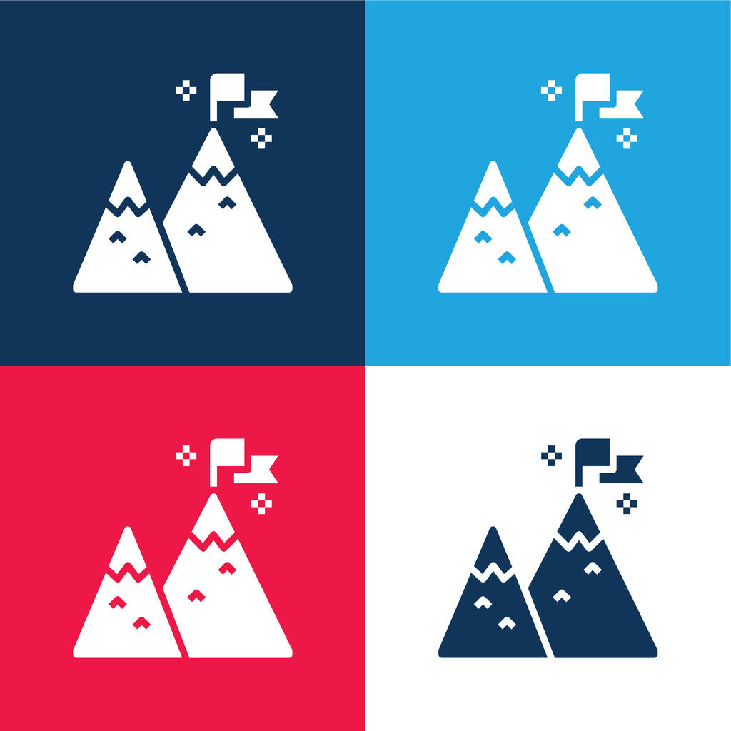 Achievement blue and red four color minimal icon set - Vector, Image