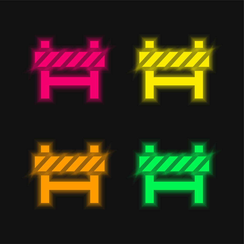 Bariyer dört renk parlayan neon vektör simgesi - Vektör, Görsel