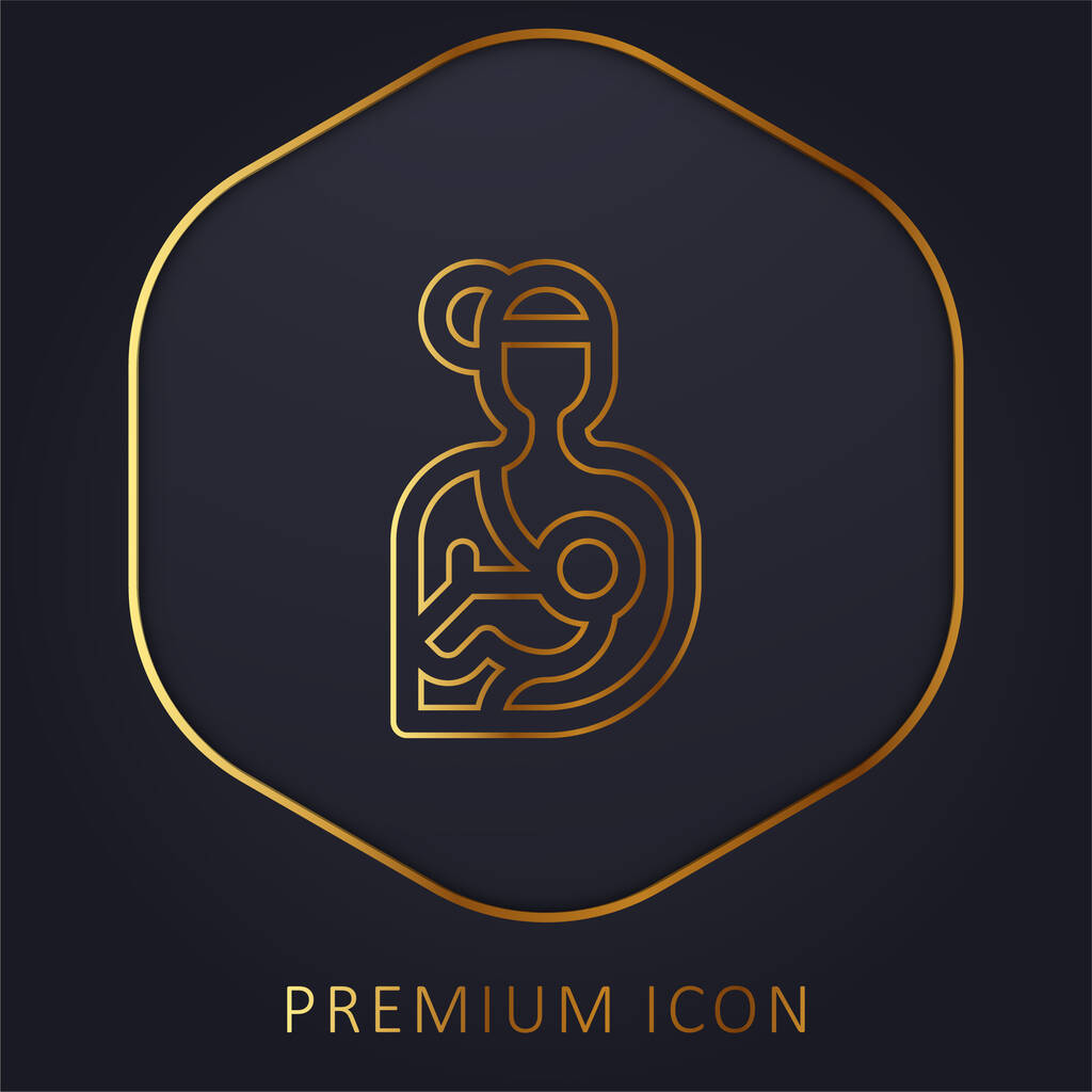Szoptatás arany vonal prémium logó vagy ikon - Vektor, kép