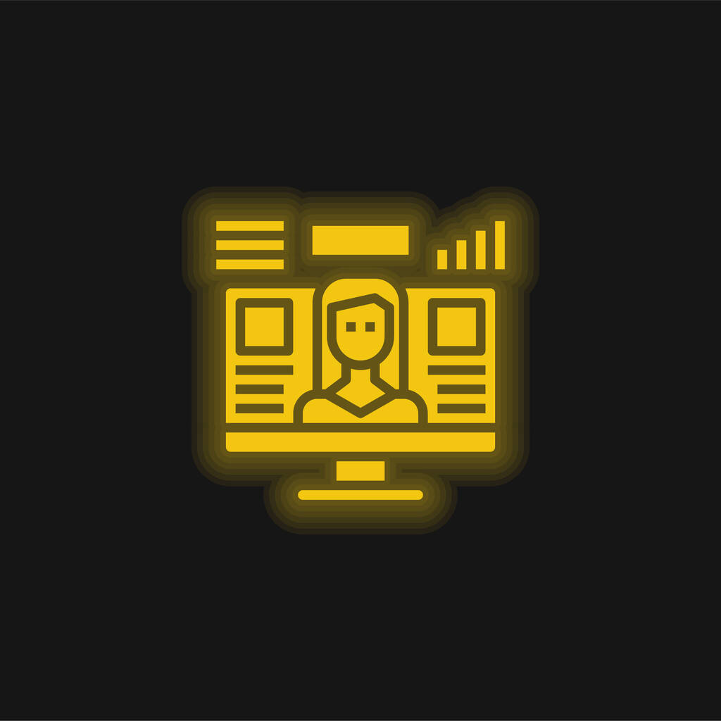 Analitik sarı parlak neon simgesi - Vektör, Görsel