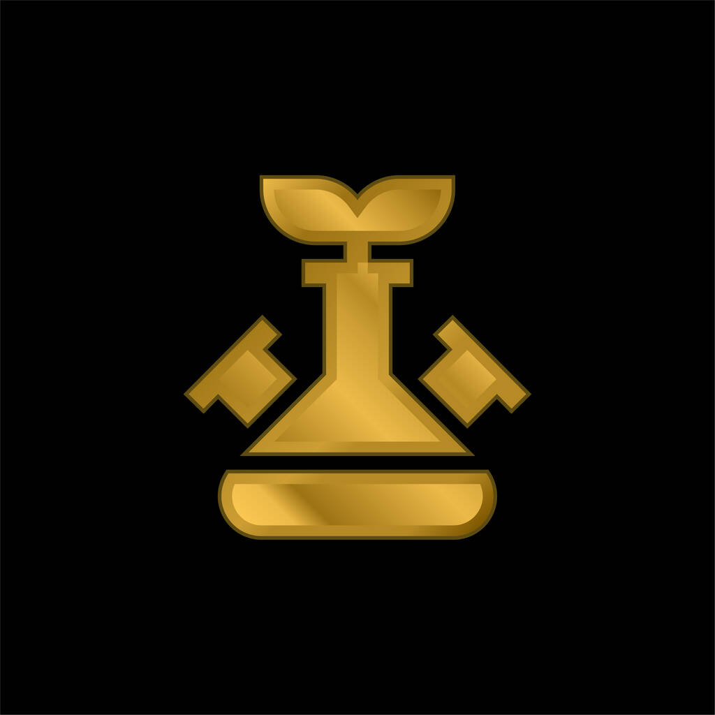 Біотехнологія Золота металева ікона або вектор логотипу
 - Вектор, зображення