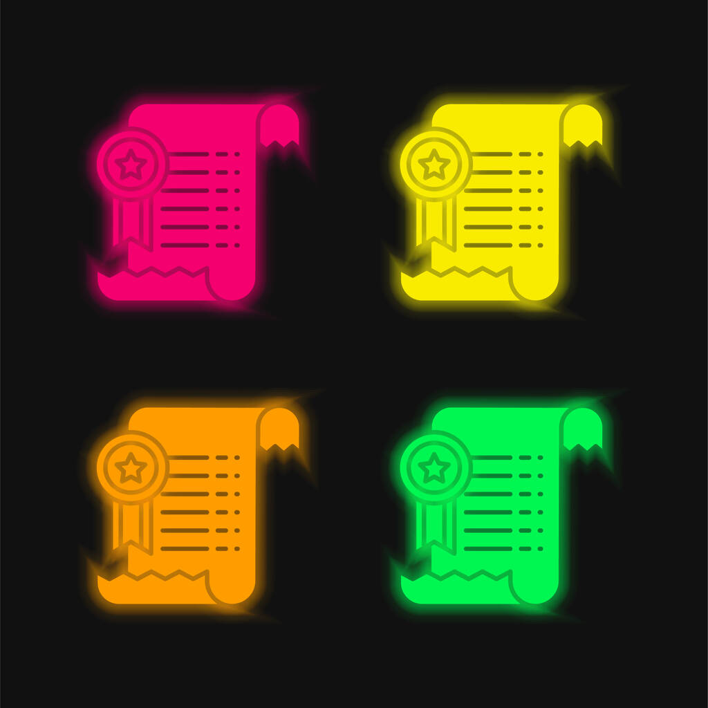 Agreement four color glowing neon vector icon - Vector, Image