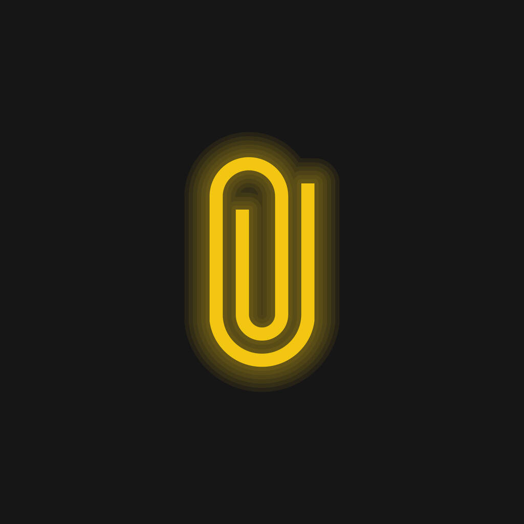 Attachment yellow glowing neon icon - Vector, Image