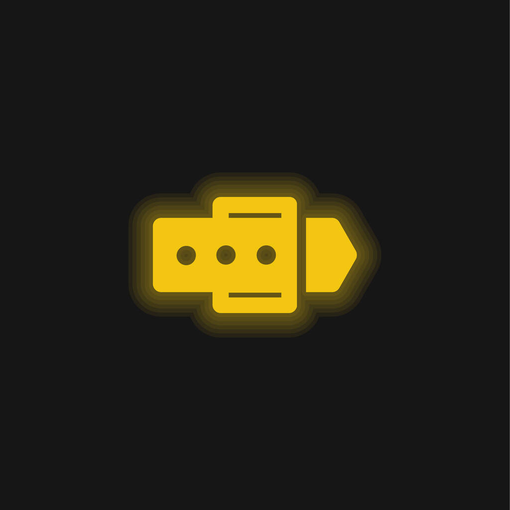 Kemer Alışveriş Ürünleri Sarı parlak neon ikonu - Vektör, Görsel