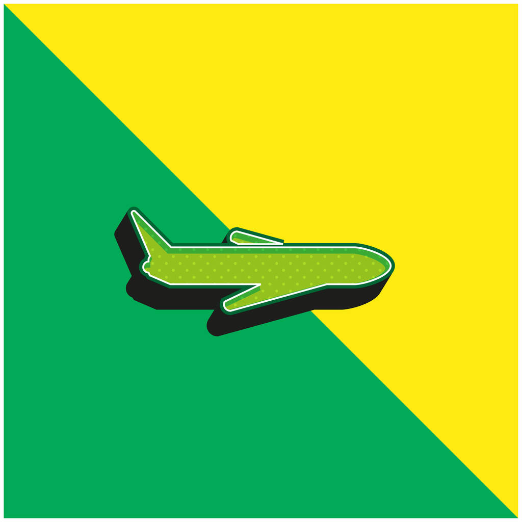 Uçak Yeşil ve Sarı Modern 3D vektör simgesi logosu - Vektör, Görsel