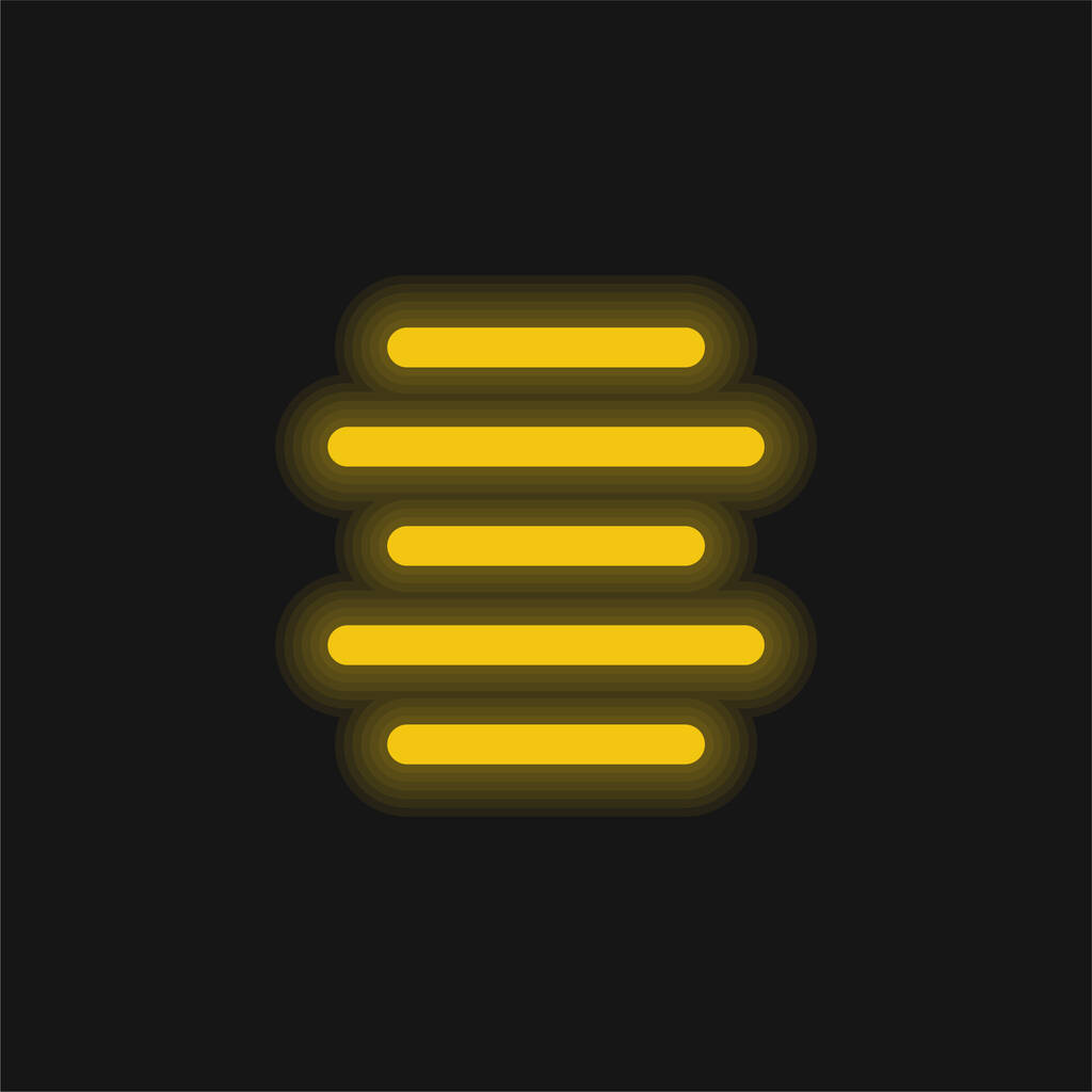黄色の輝くネオンアイコンを整列 - ベクター画像