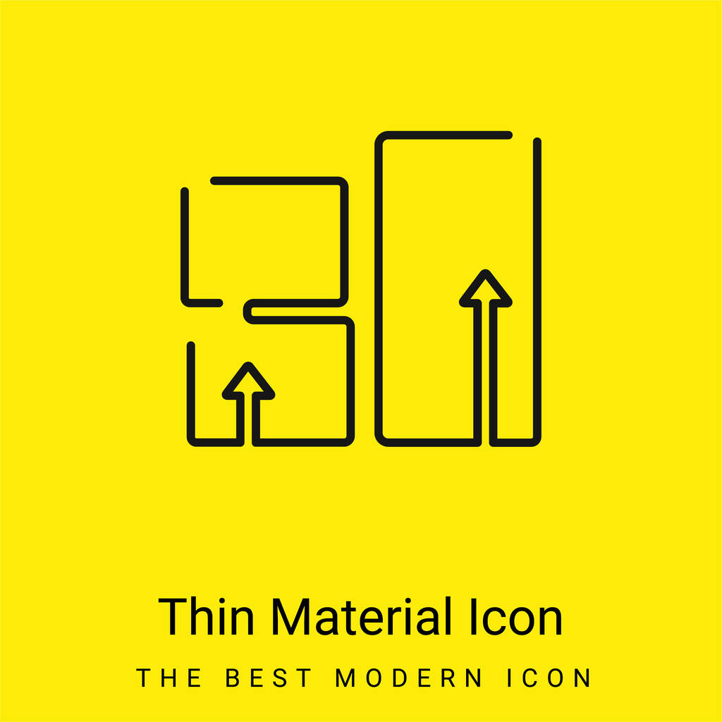 Ультратонкие контуры коробок Минимальная ярко-желтая иконка материала - Вектор,изображение