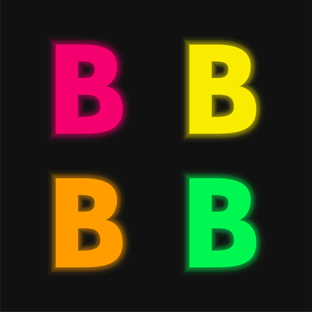 Merész négy színű izzó neon vektor ikon - Vektor, kép