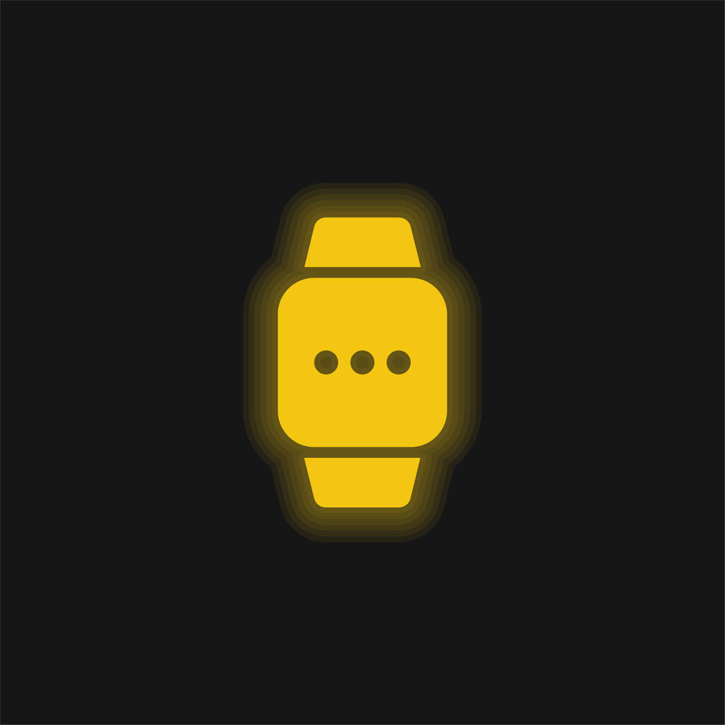 Apple Watch żółty świecący neon ikona - Wektor, obraz