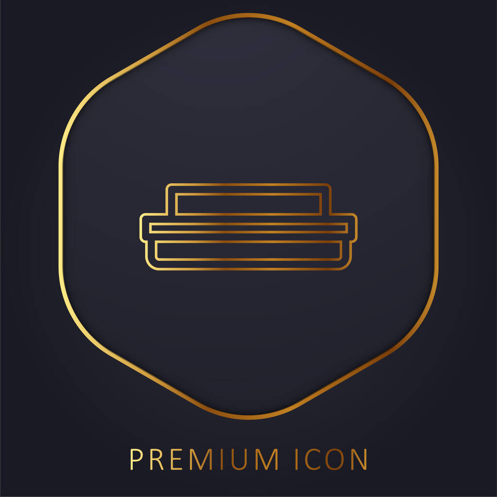 Big Bed golden line premium logo or icon - Vector, Image