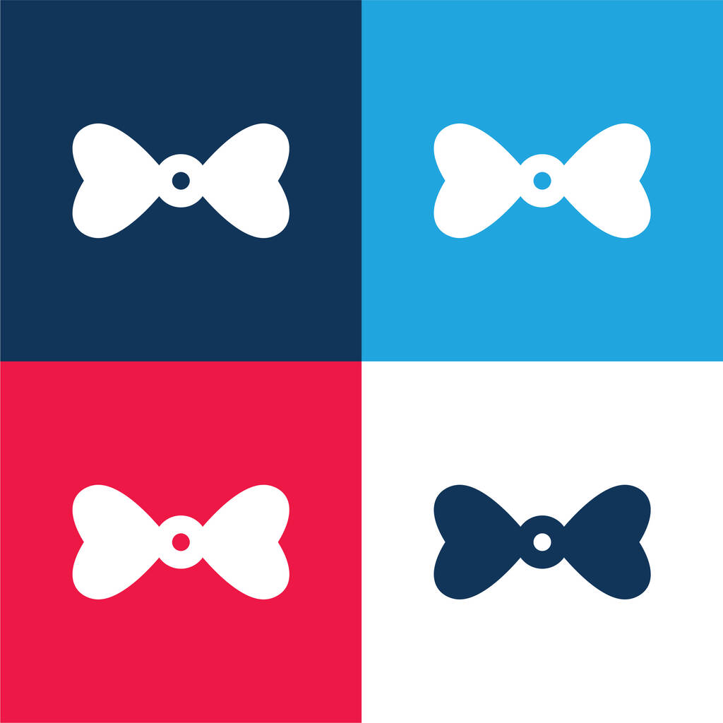 Cravatta di prua con cuori blu e rosso set di icone minime a quattro colori - Vettoriali, immagini