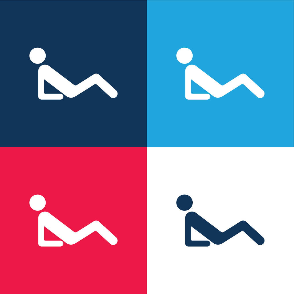 Abs Workout bleu et rouge quatre couleurs minimum jeu d'icônes - Vecteur, image