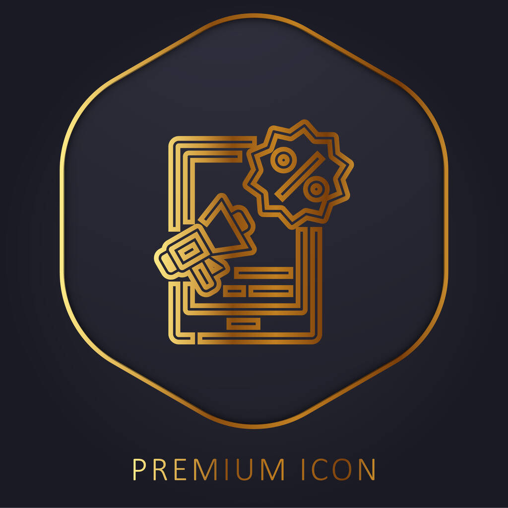 Advertising golden line premium logo or icon - Vector, Image