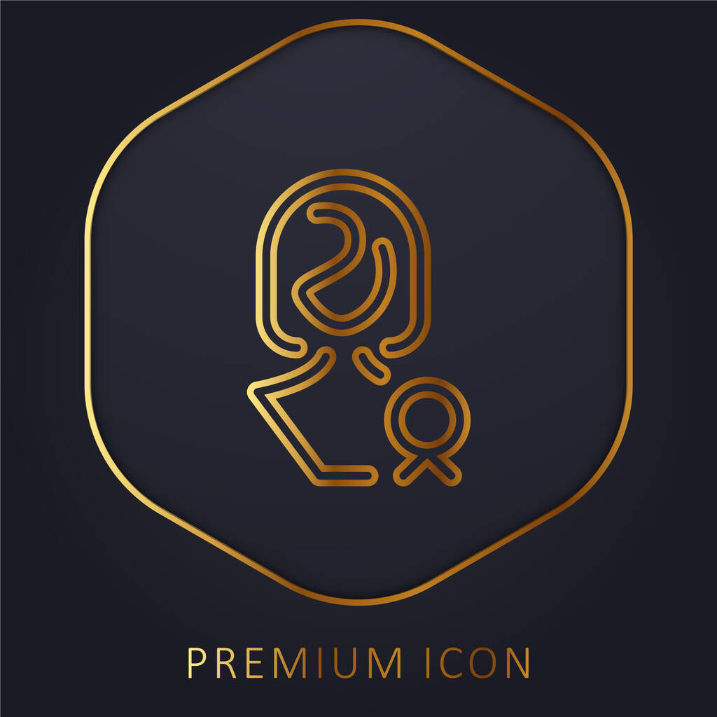 Awarded Lady golden line premium logo or icon - Vector, Image