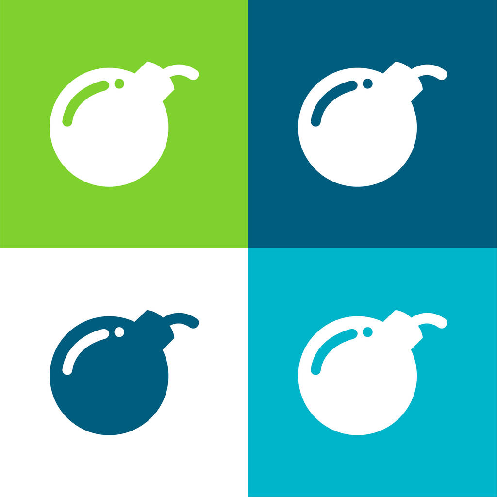 Bomba Antivirus Peligro Símbolo Plano de cuatro colores mínimo icono conjunto - Vector, imagen