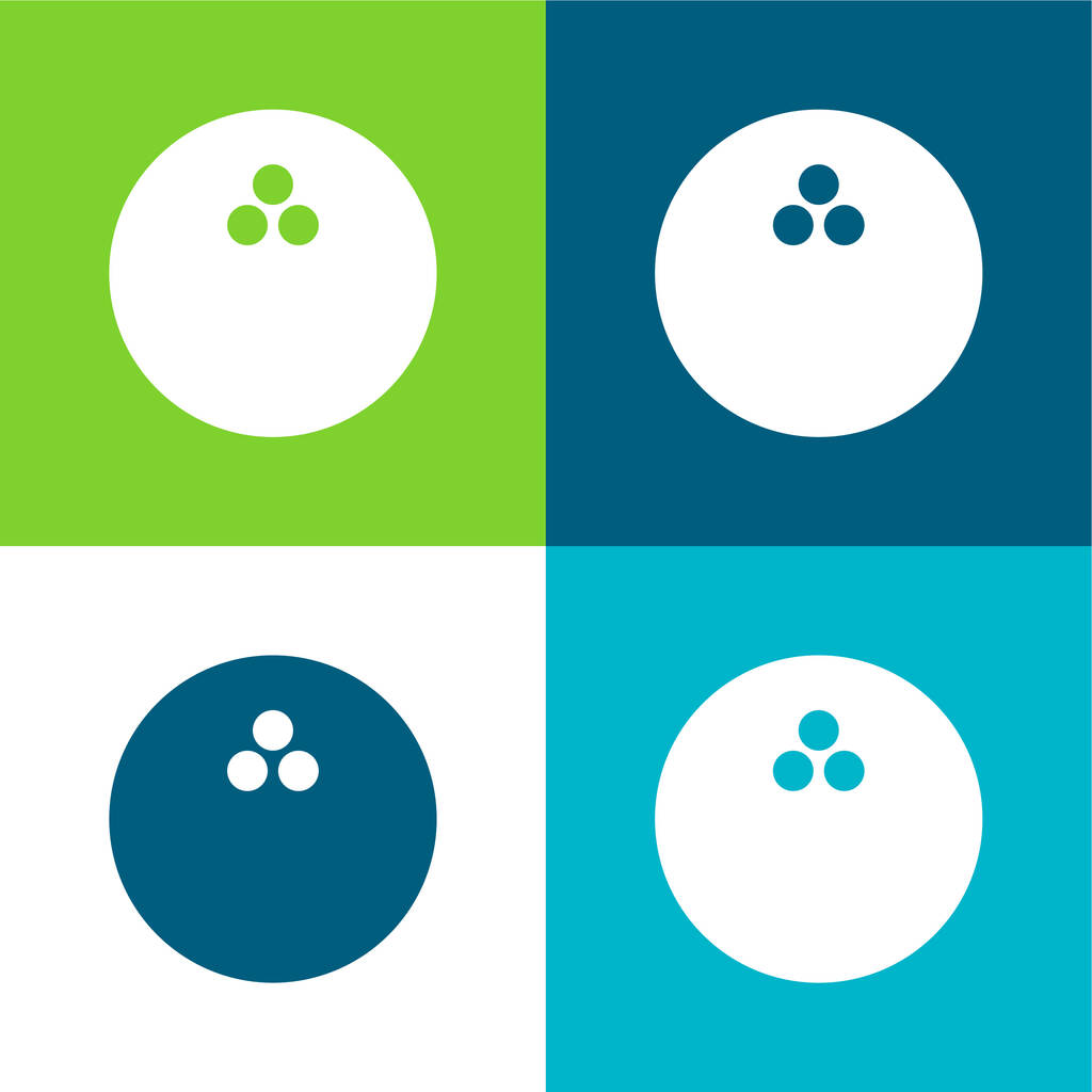 Bola de bolos plana de cuatro colores mínimo icono conjunto - Vector, Imagen