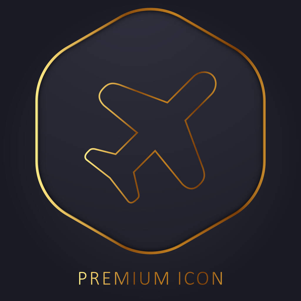 Airplane Silhouette golden line premium logo or icon - Vector, Image