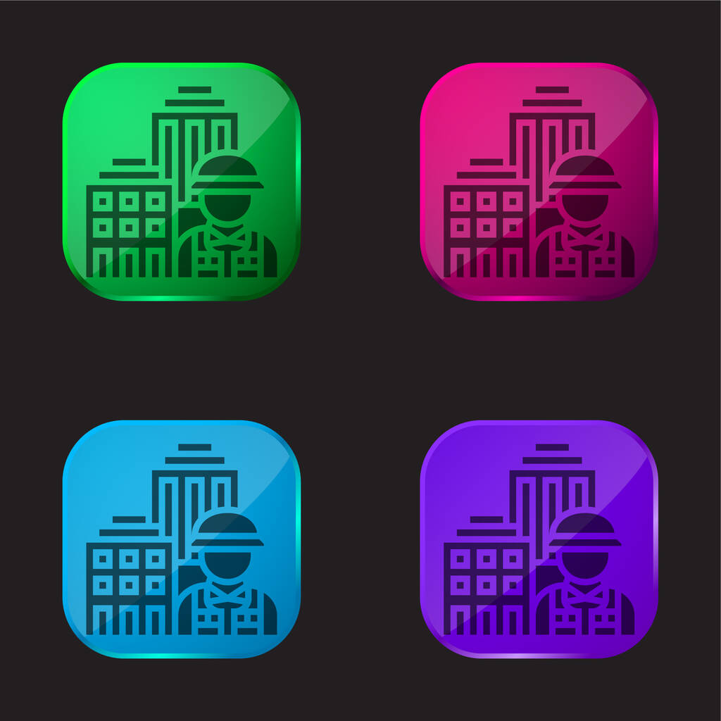 Architektura čtyři barvy skla ikona tlačítka - Vektor, obrázek