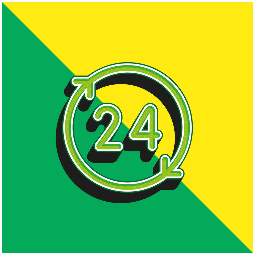 24 tuntia Vihreä ja keltainen moderni 3d vektori kuvake logo - Vektori, kuva