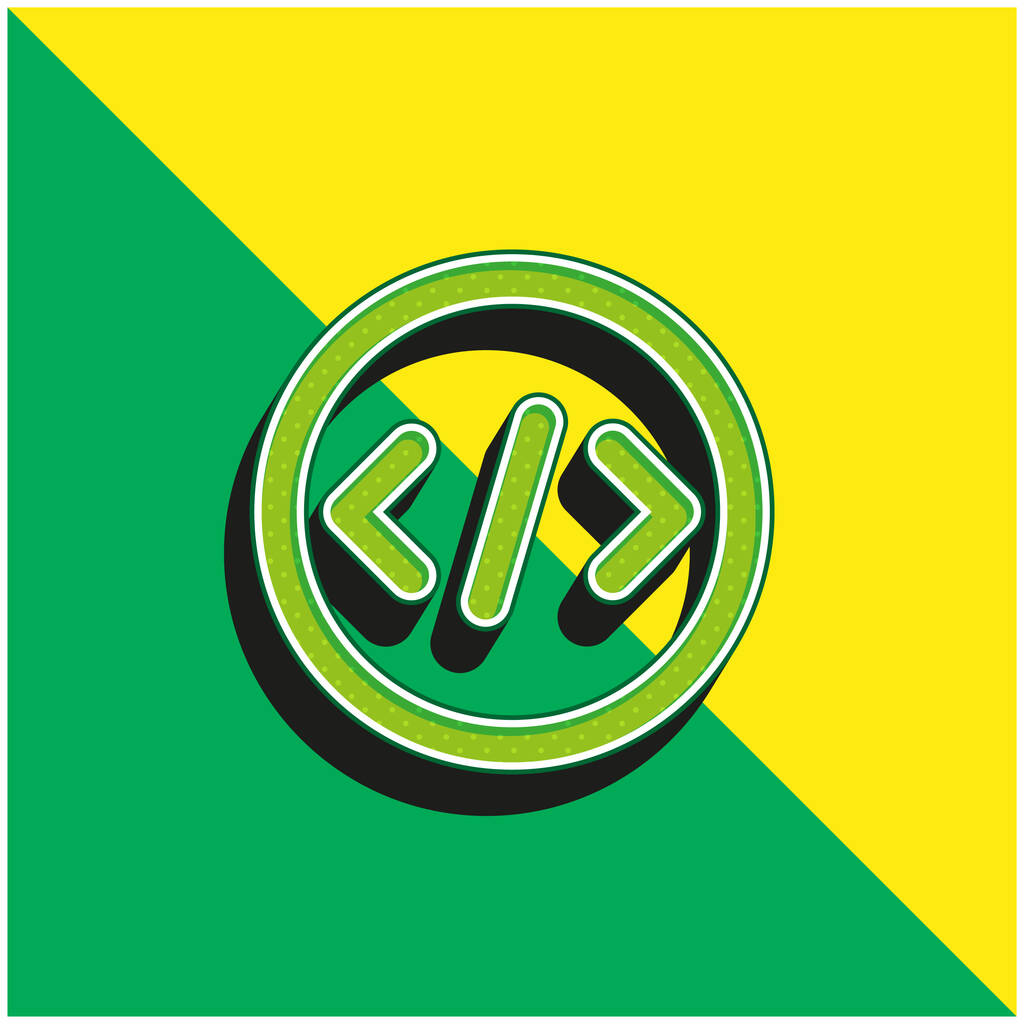 ブラケット緑と黄色の現代的な3Dベクトルアイコンのロゴ - ベクター画像