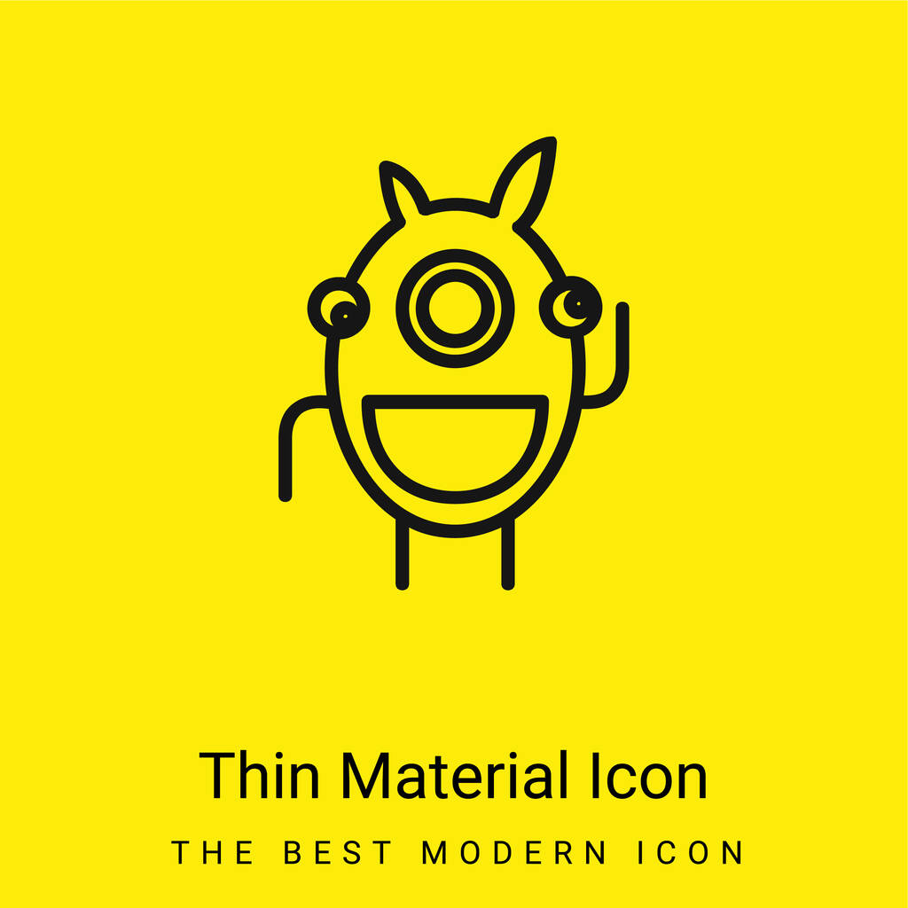 Alien Outline In A Circle minimal bright yellow material icon - Vector, Image