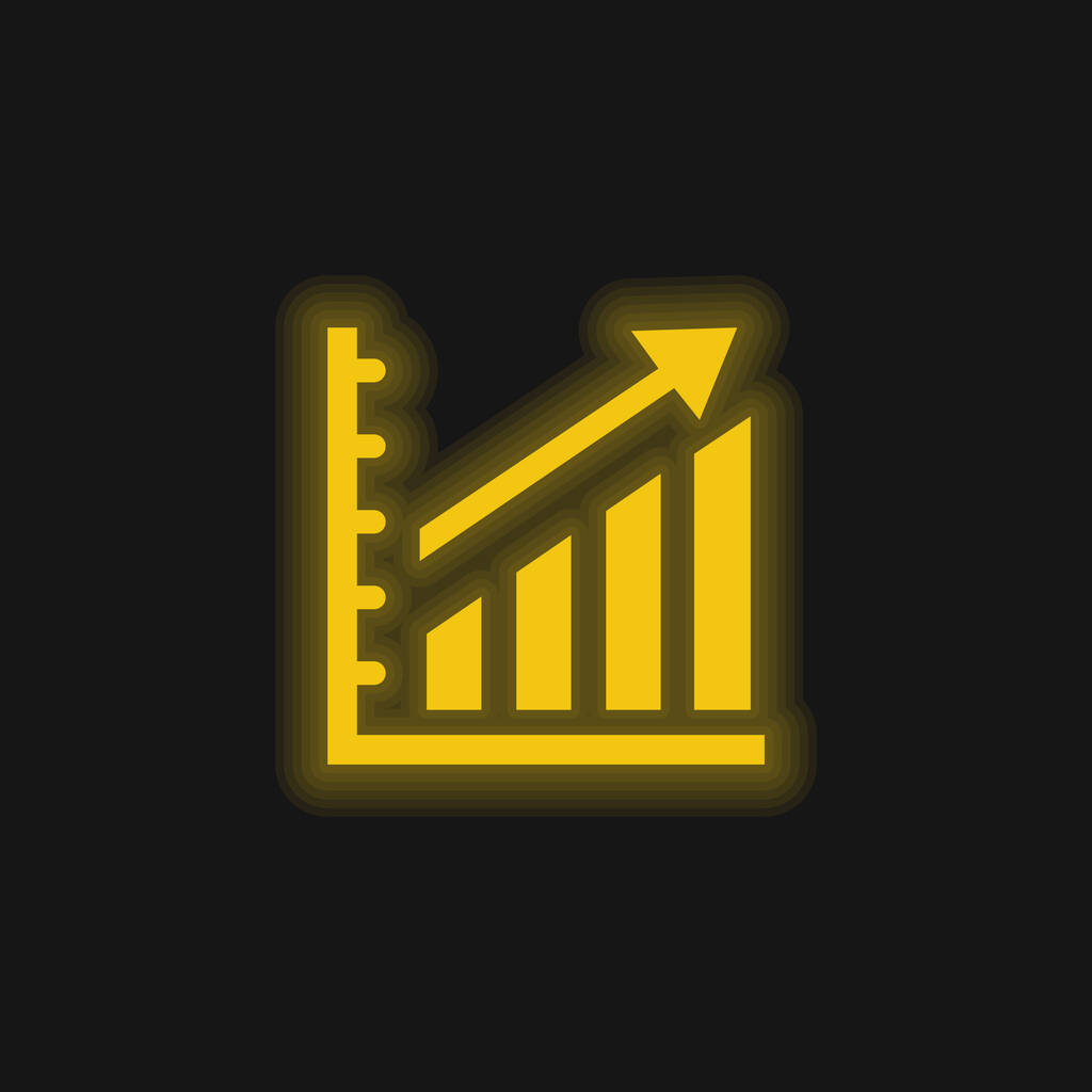 Ascending Stats Graphic yellow glowing neon icon - Vector, Image