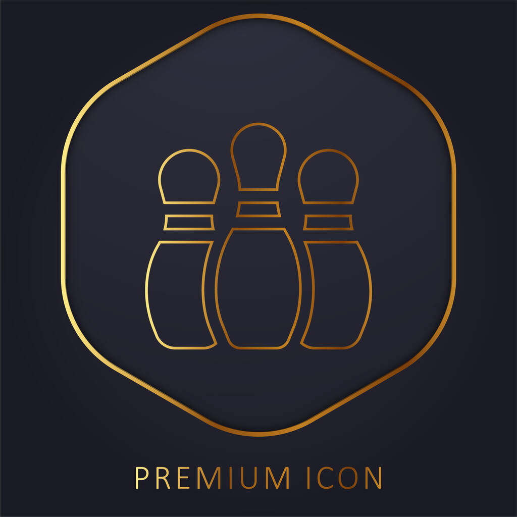 Bowling Pins arany vonal prémium logó vagy ikon - Vektor, kép