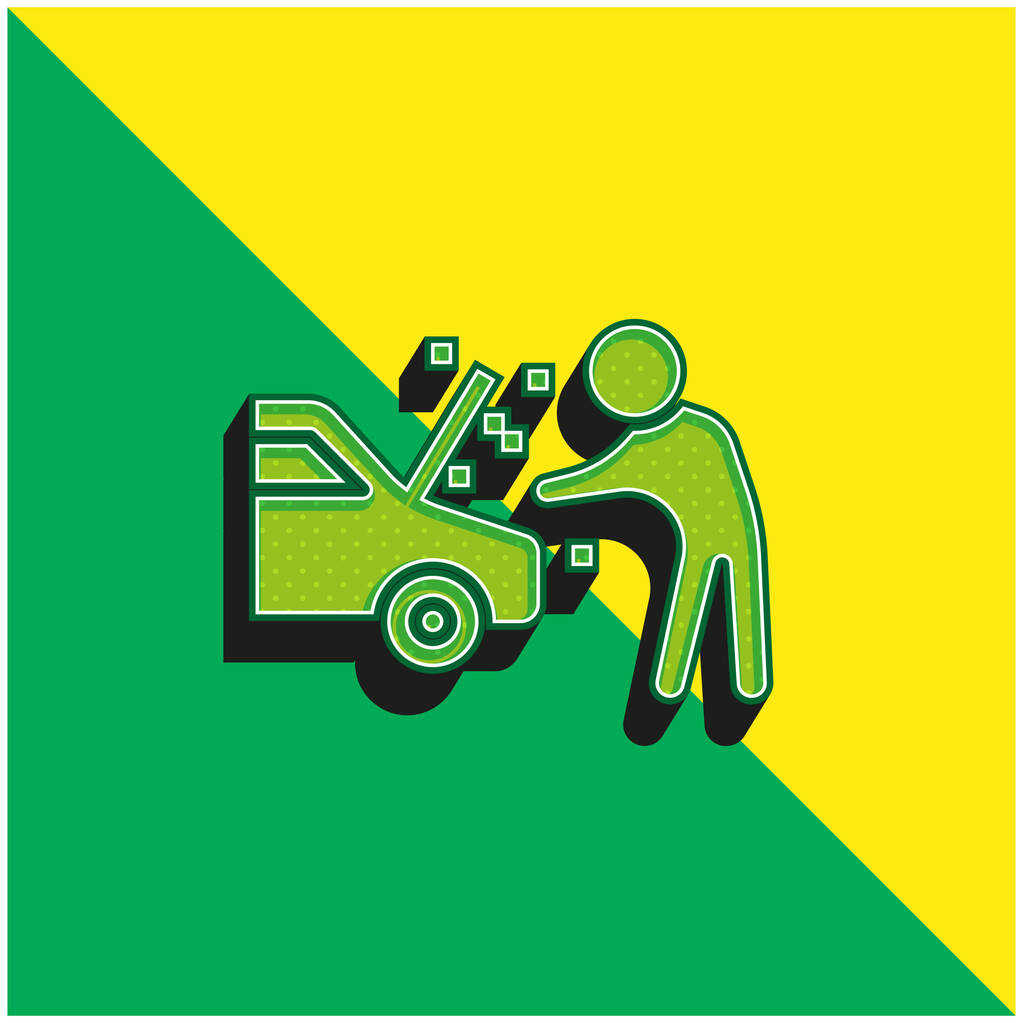 Breakdown Verde e amarelo moderno logotipo vetor 3d ícone - Vetor, Imagem