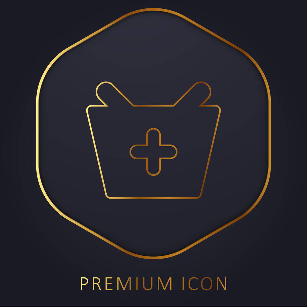 Add To Picnic Bag golden line premium logo or icon - Vector, Image