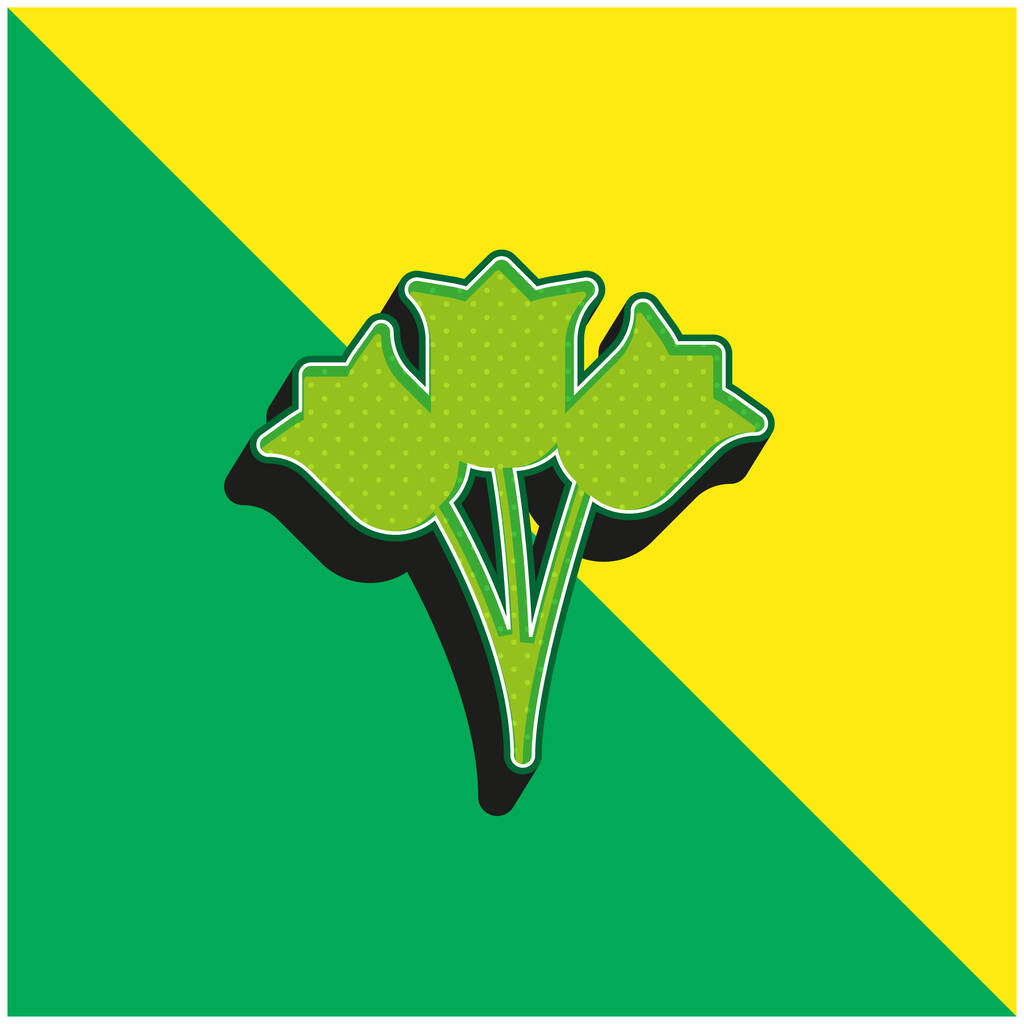 Букет Зеленый и желтый современный 3D логотип векторной иконы - Вектор,изображение