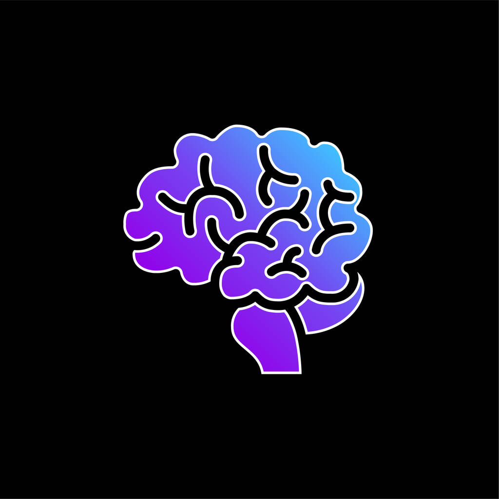Ícone de vetor gradiente azul cerebral - Vetor, Imagem
