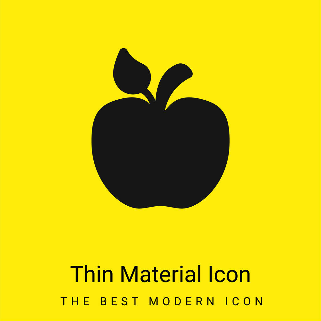Apple With Little Leaf minimal bright yellow material icon - Vector, Image